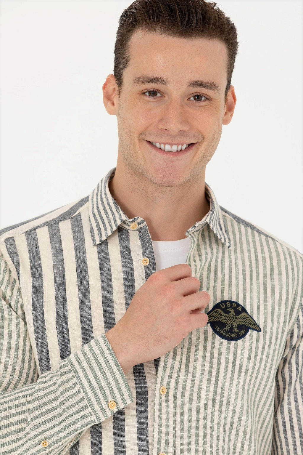 U. S. Polo Assn Мужская рубашка в полоску темно-синего цвета - U.s. polo assn фото 2