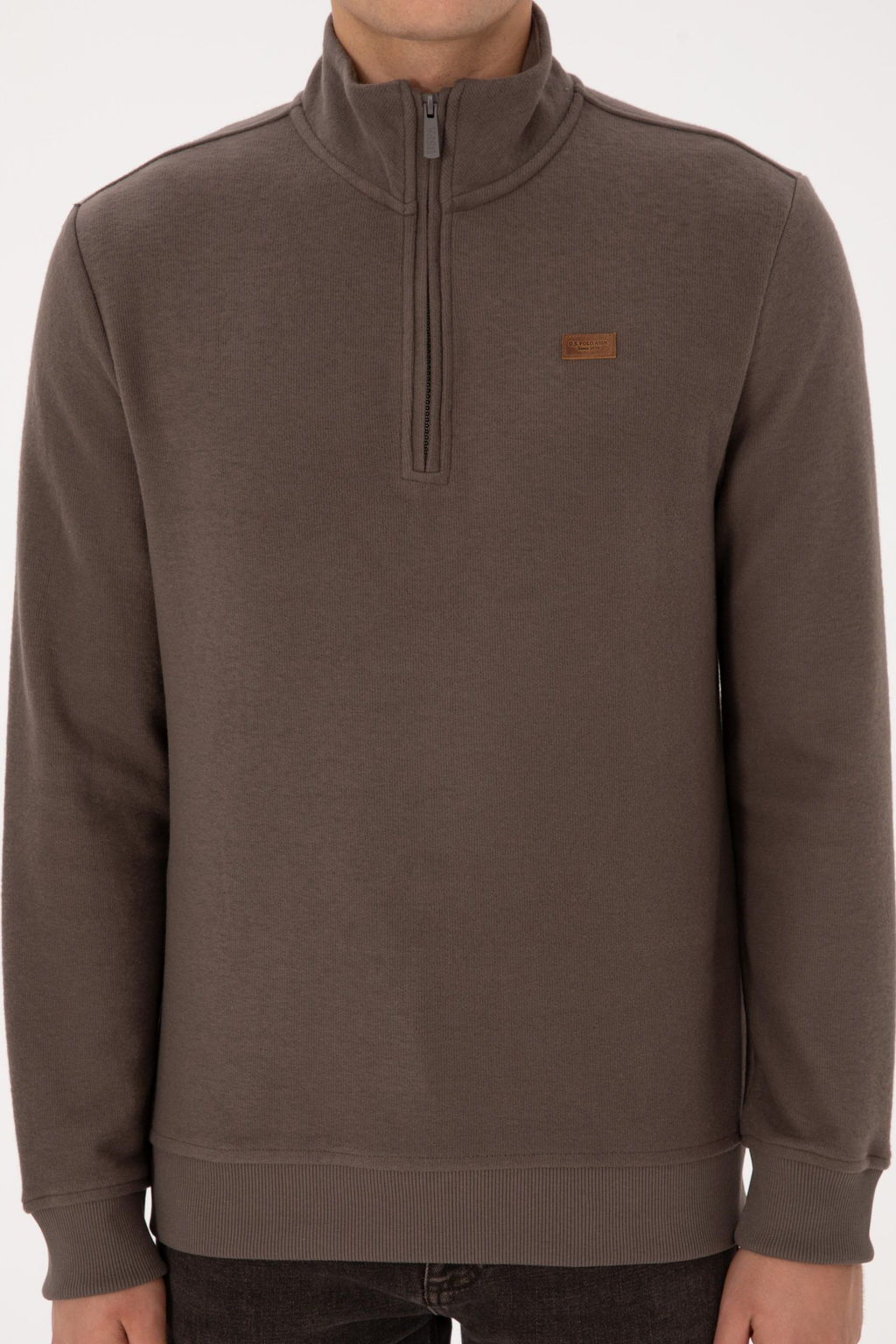 Erkek Regular Fit Yar_m Fermuarl_ Vizon Basic Sweatshirt - U.s. polo assn фото 6