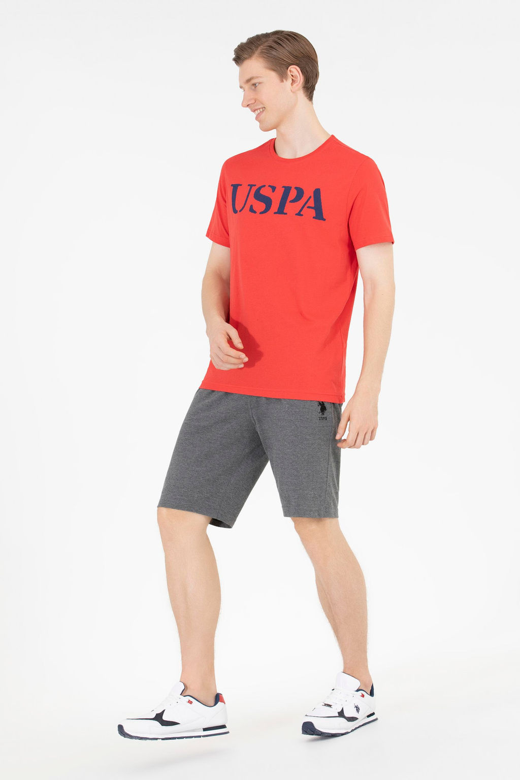 Мужские трикотажные шорты антрацитового меланжа - U.s. polo assn фото 3