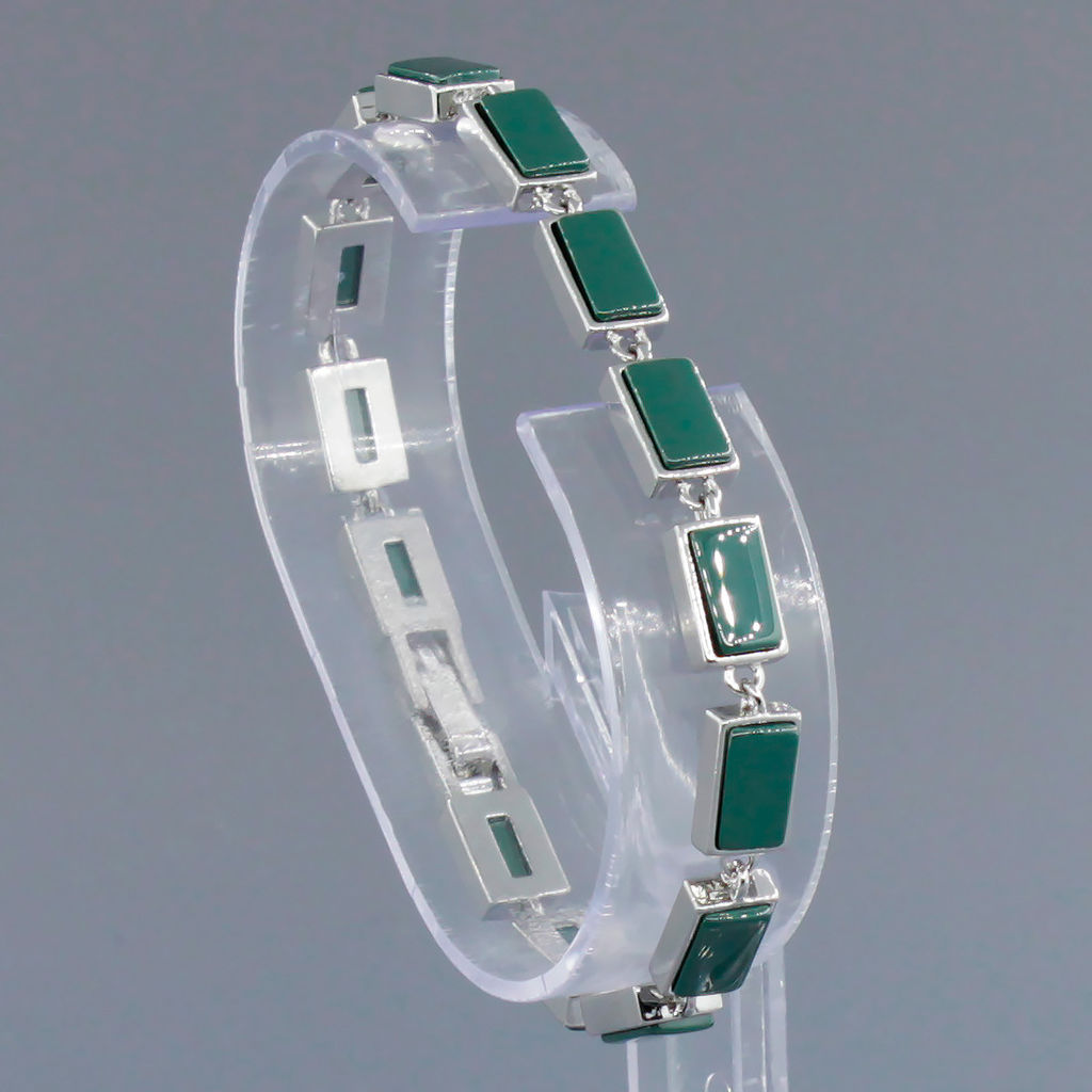 Браслет Канти из зеленой керамики покрытие родий - Agat77 фото 2