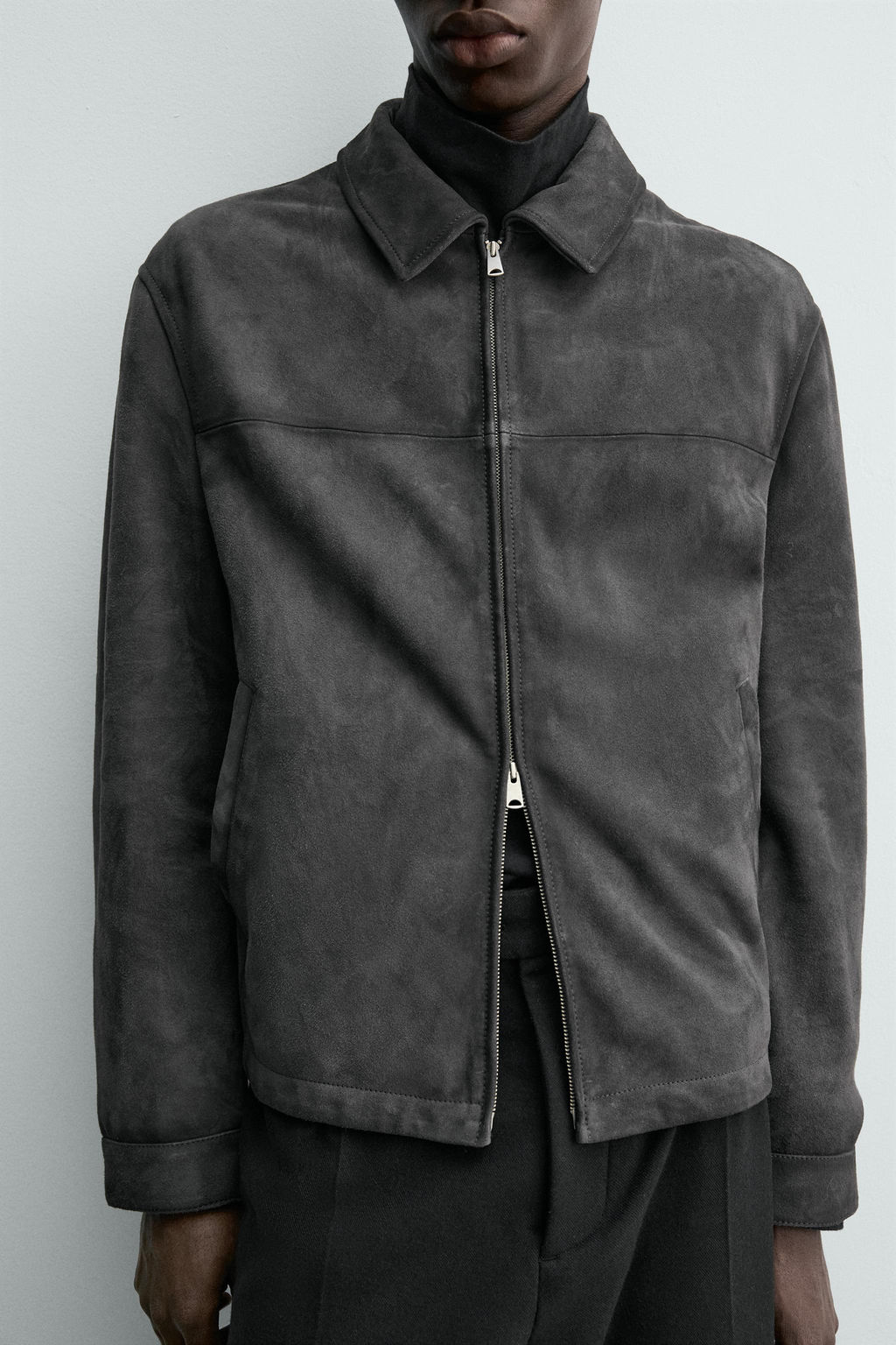 REGULAR FIT SUEDE LEATHER JACKET - Zara фото 5