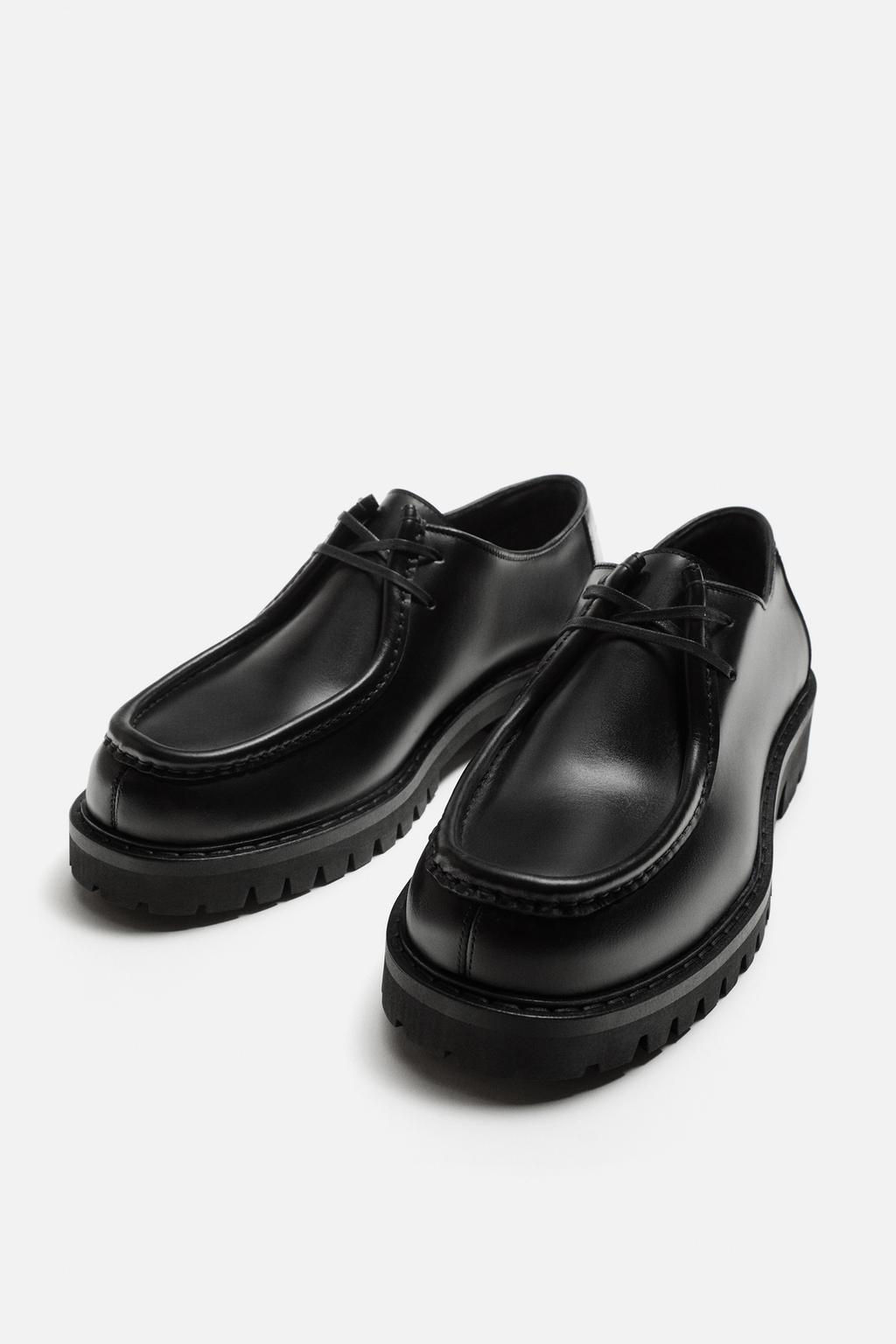 LEATHER MOC TOE SHOES - Zara фото 5