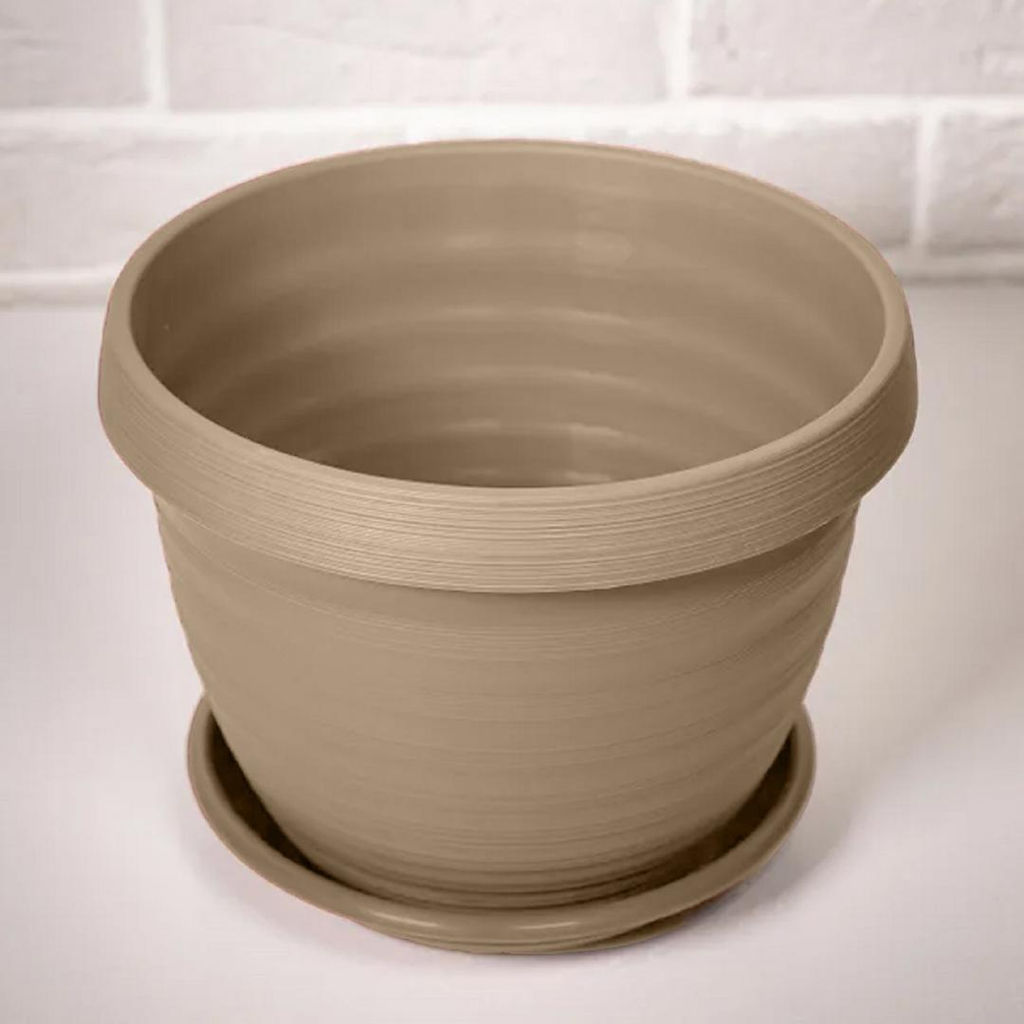 Пластиковый горшок Толедо, D 27, фраппе с поддоном - Вещицы фото 4