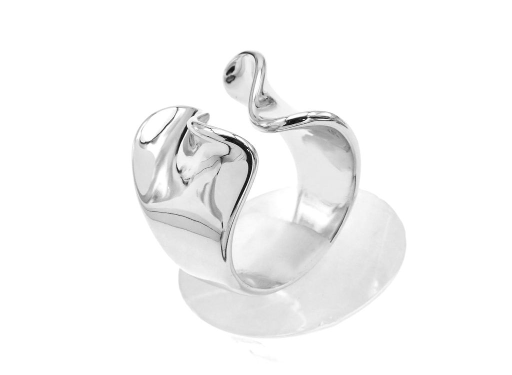 Кольцо Волна, серебристое