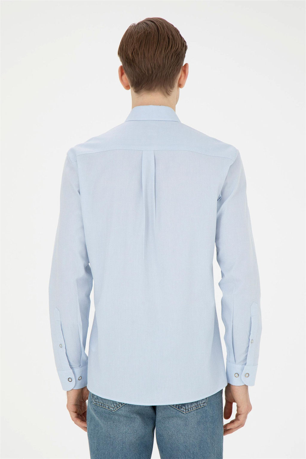 Мужская голубая базовая рубашка с длинным рукавом - U.s. polo assn фото 5