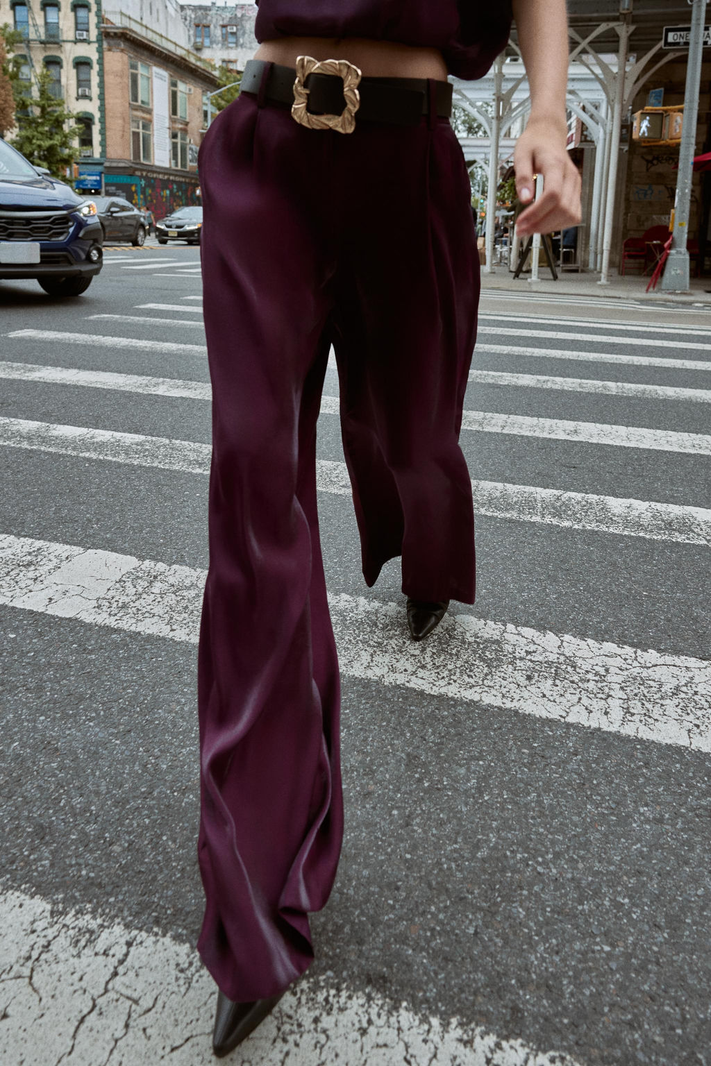 SATIN WIDE-LEG TROUSERS WITH BELT - Zara фото 4