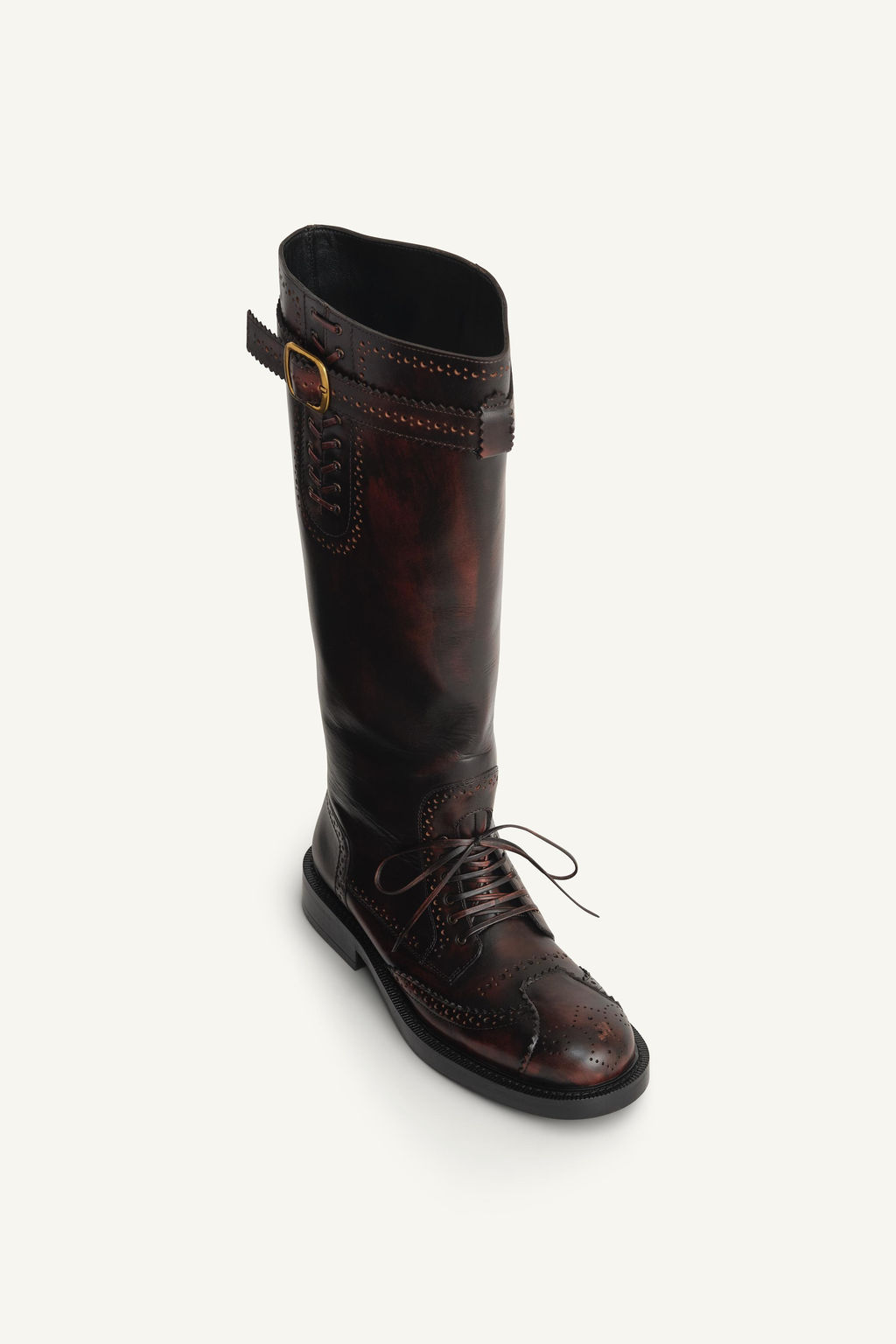 LEATHER BROGUE KNEE-HIGH BOOTS LIMITED EDITION - Zara фото 8