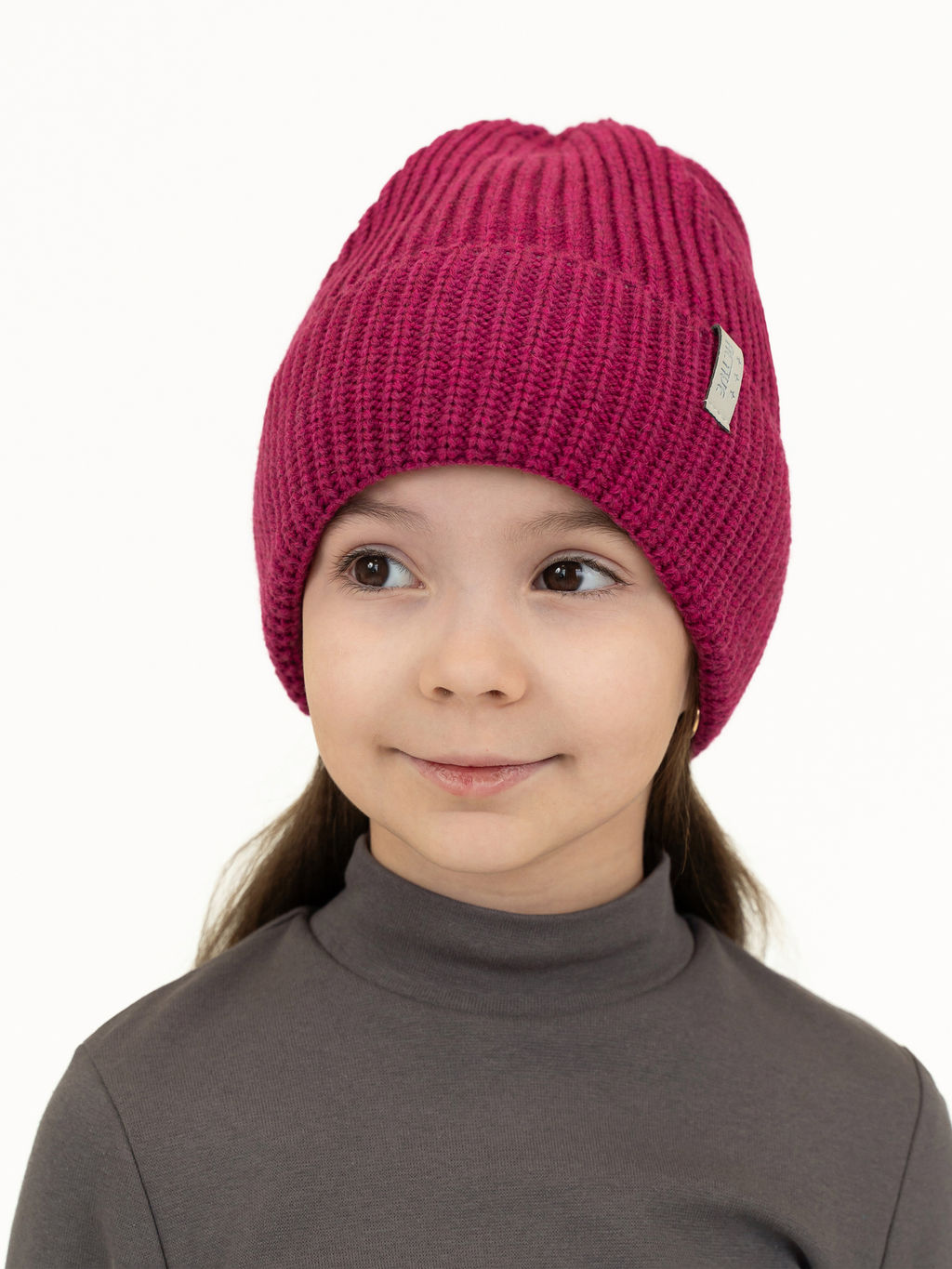 Шапка вязаная красная Ш-113 малина (56-58)