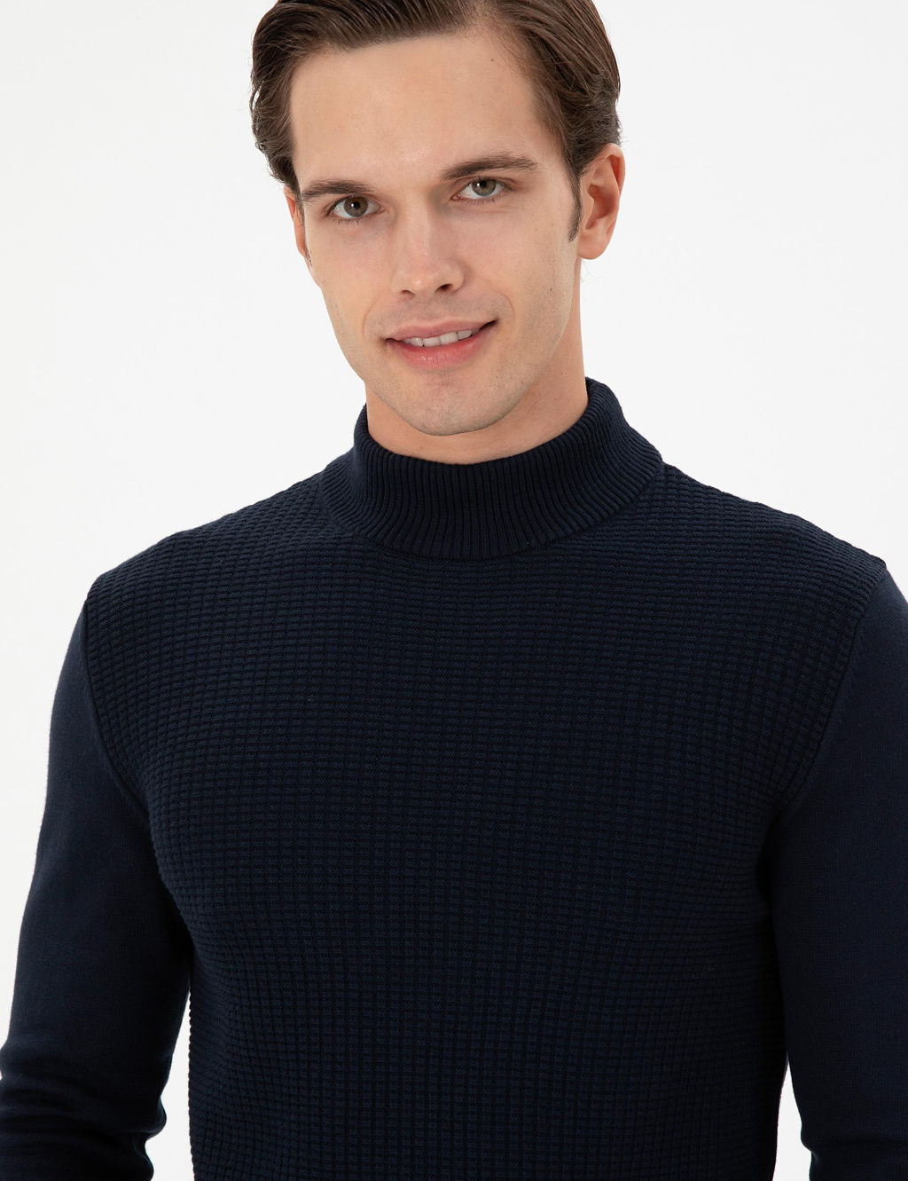 Erkek Slim Fit Yar_m Bal_k__ Yaka Lacivert Kazak - U.s. polo assn фото 2