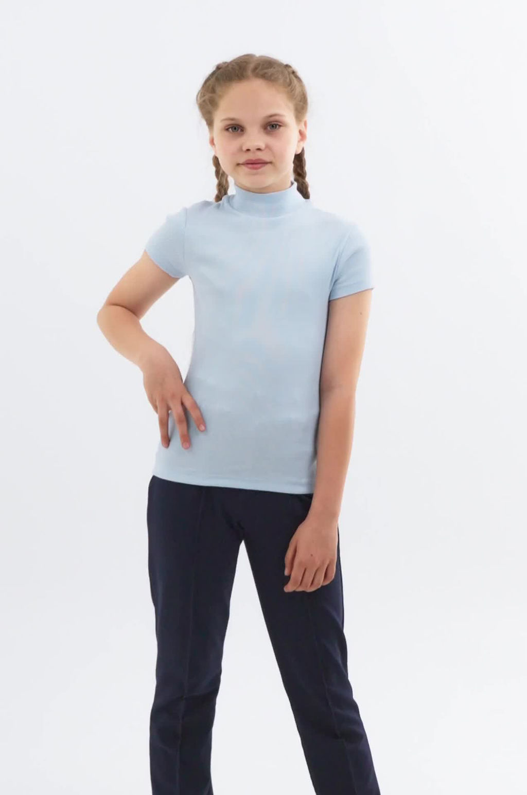 Водолазка для девочки в рубчик с коротким рукавом Happyfox - Happy fox фото 2