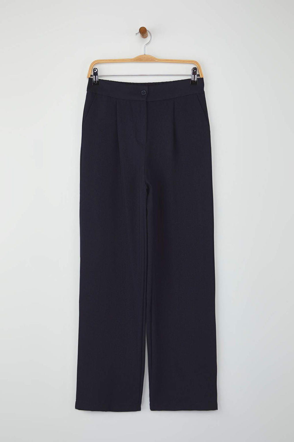 Lacivert Straight/Duz Kesim Dokuma Kumas Pantolon TWOAW22PL0321