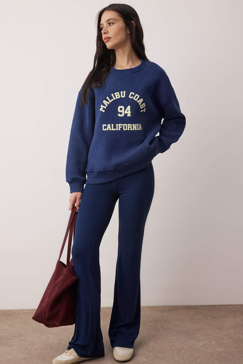 Lacivert Oversize/Genis Kal?p Bask?l? Y?kamal? Kal?n Ici Polarl? Orme Sweatshirt TWOAW26SW00249