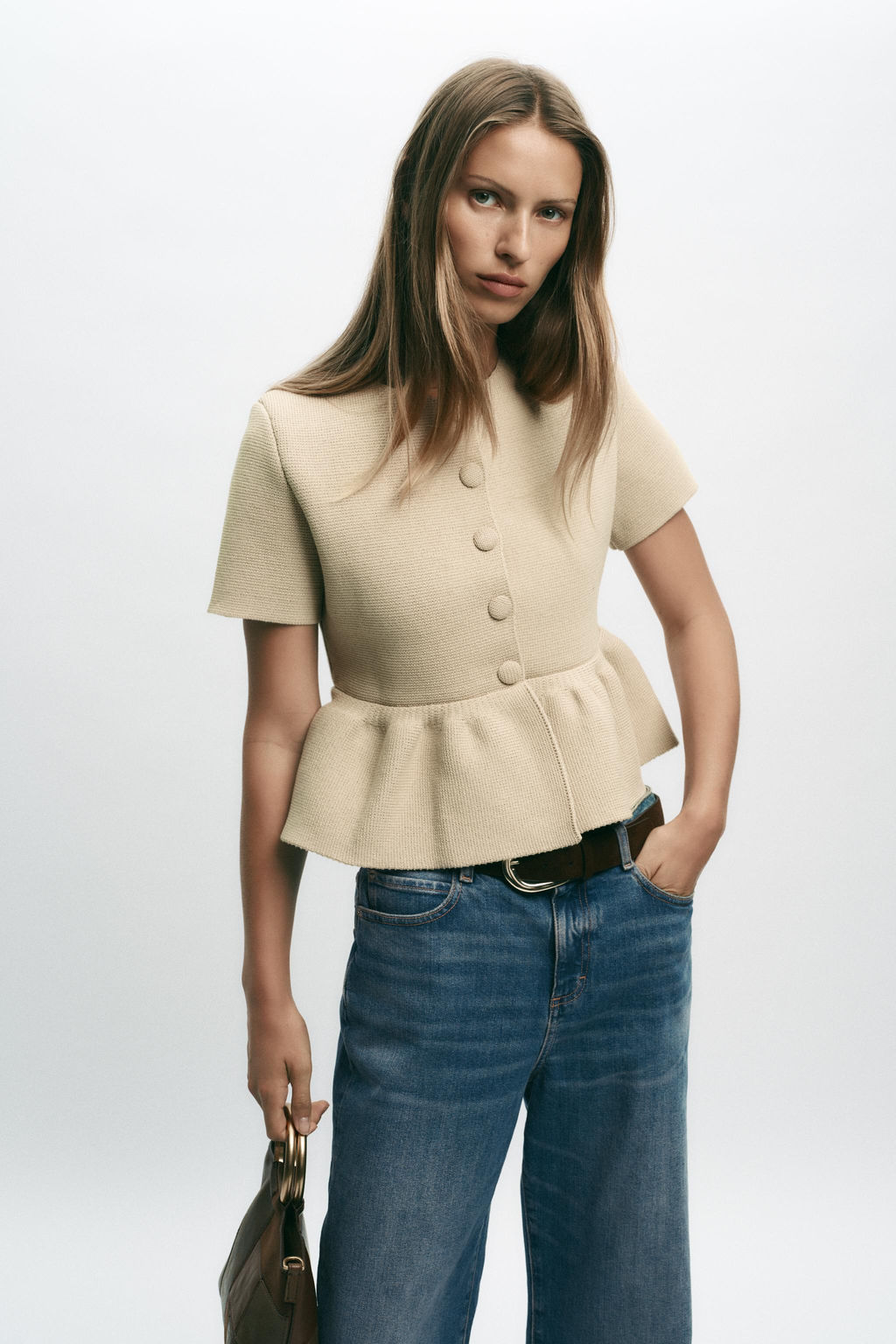 SHORT SLEEVE PEPLUM CARDIGAN - Zara фото 2