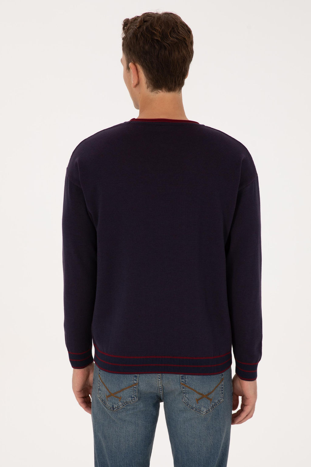 Erkek Comfort Fit Yaka Detayl_ Lacivert Kazak - U.s. polo assn фото 12