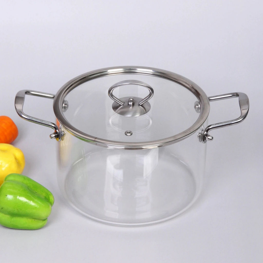 Кастрюля из боросиликатного стекла 3,5л "Хай-Тек" с металлическими ручками