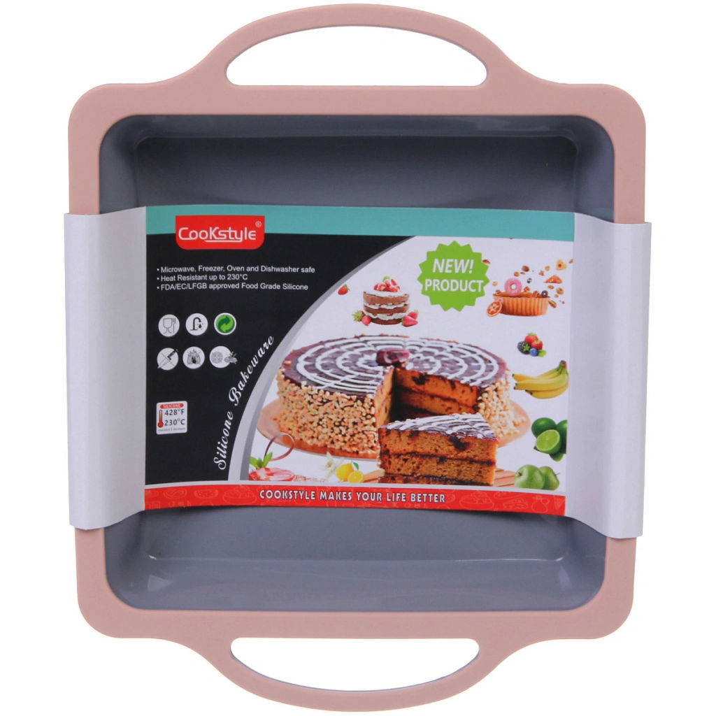Форма силиконовая "CooKstyle" квадратная с ручками, 20*29*4см, с металлической вставкой