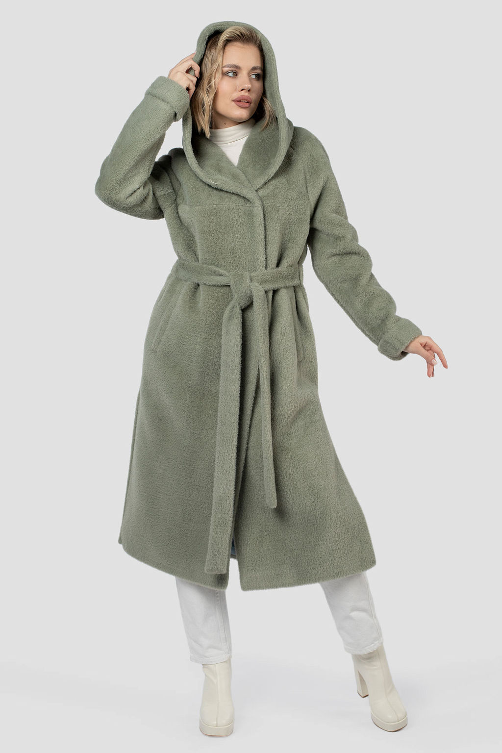 Пальто женское демисезонное (пояс) в составе ШЕРСТЬ