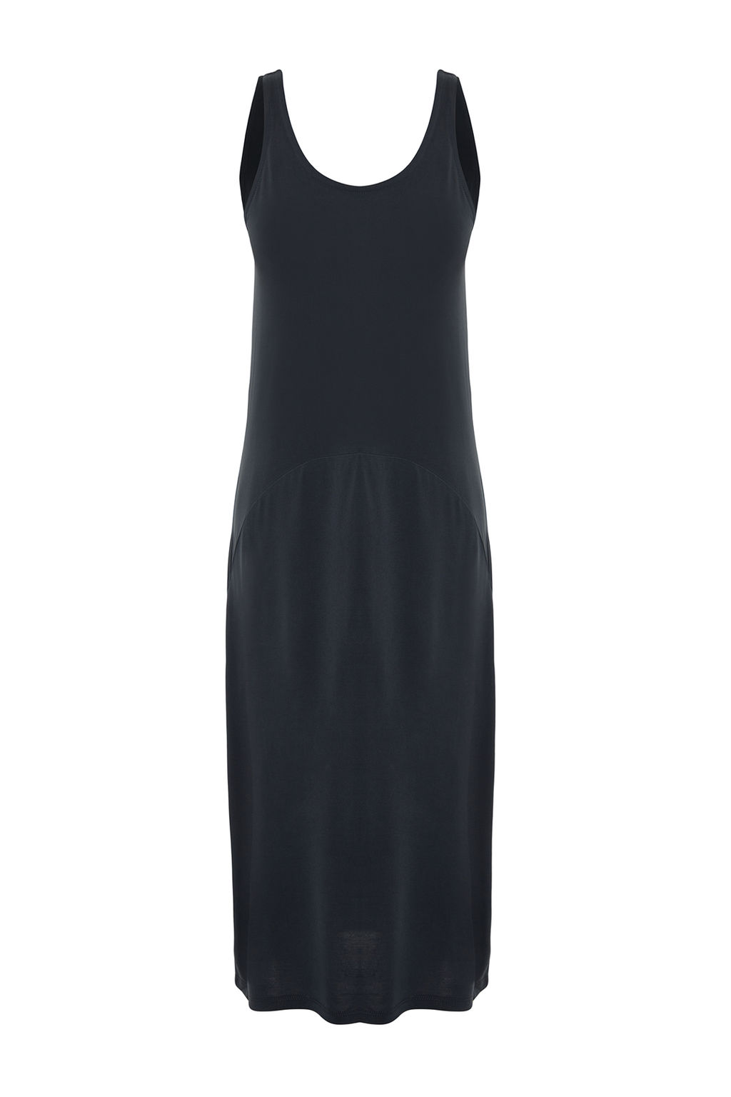 TRENDYOLMILLA Antrasit Ask?l? Havuz Yaka Modal Icerikli Shift/Duz Midi Orme Elbise TWOSS24EL00410