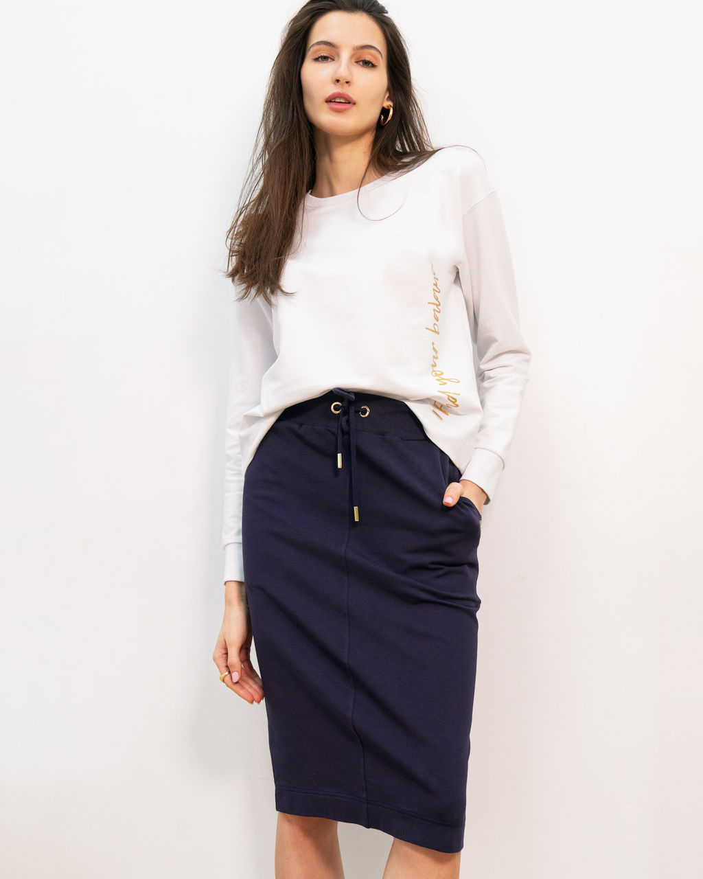 ЛИКВИДАЦИЯ / Юбка с карманами из тонкого футера с эластаном