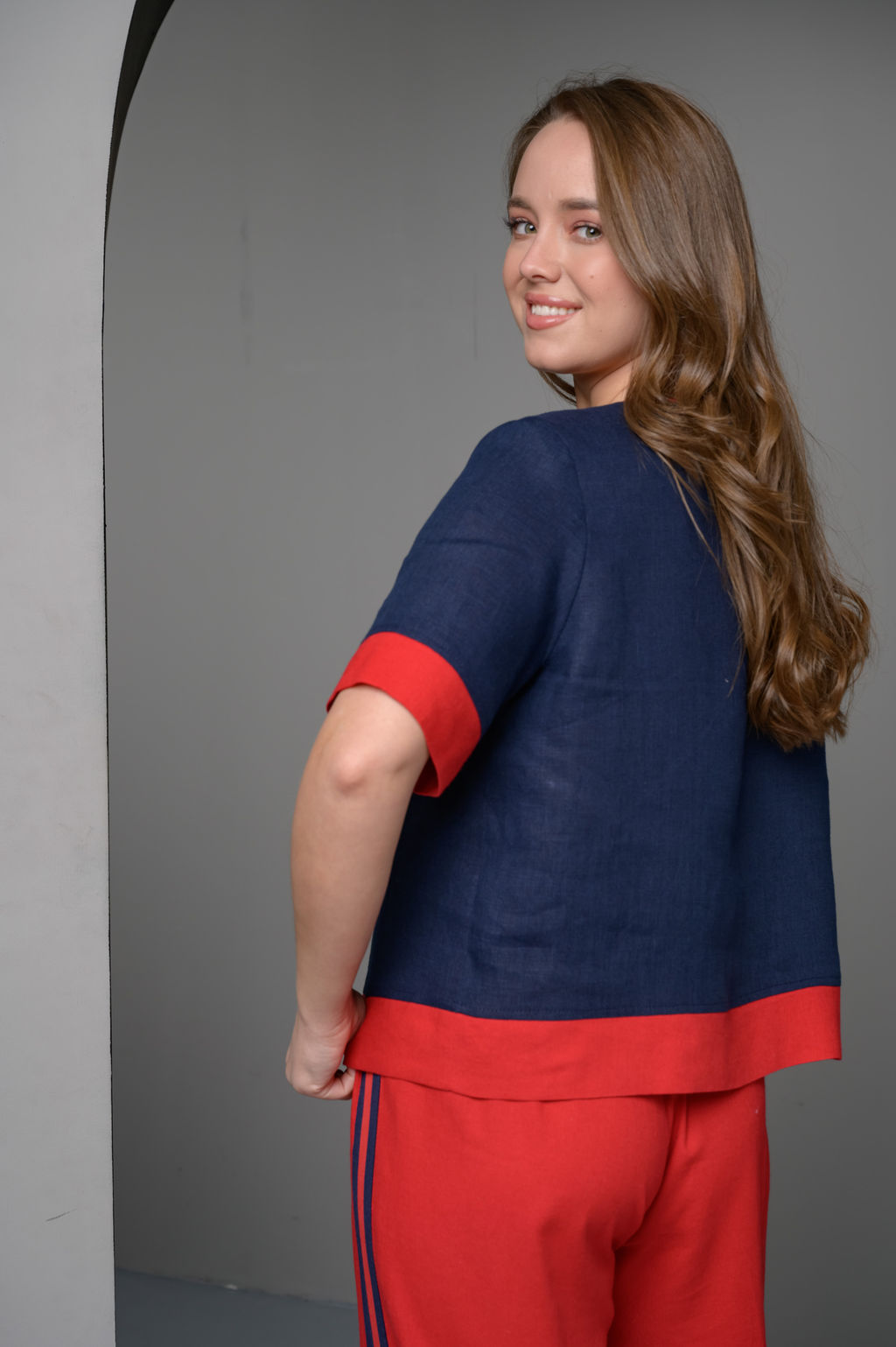 100% ЛЁН базовая блуза свободного силуета - Новый лен фото 4