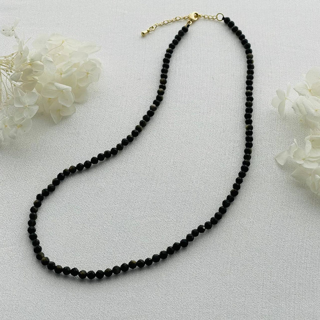 Бусы из Обсидиана золотистого огранка