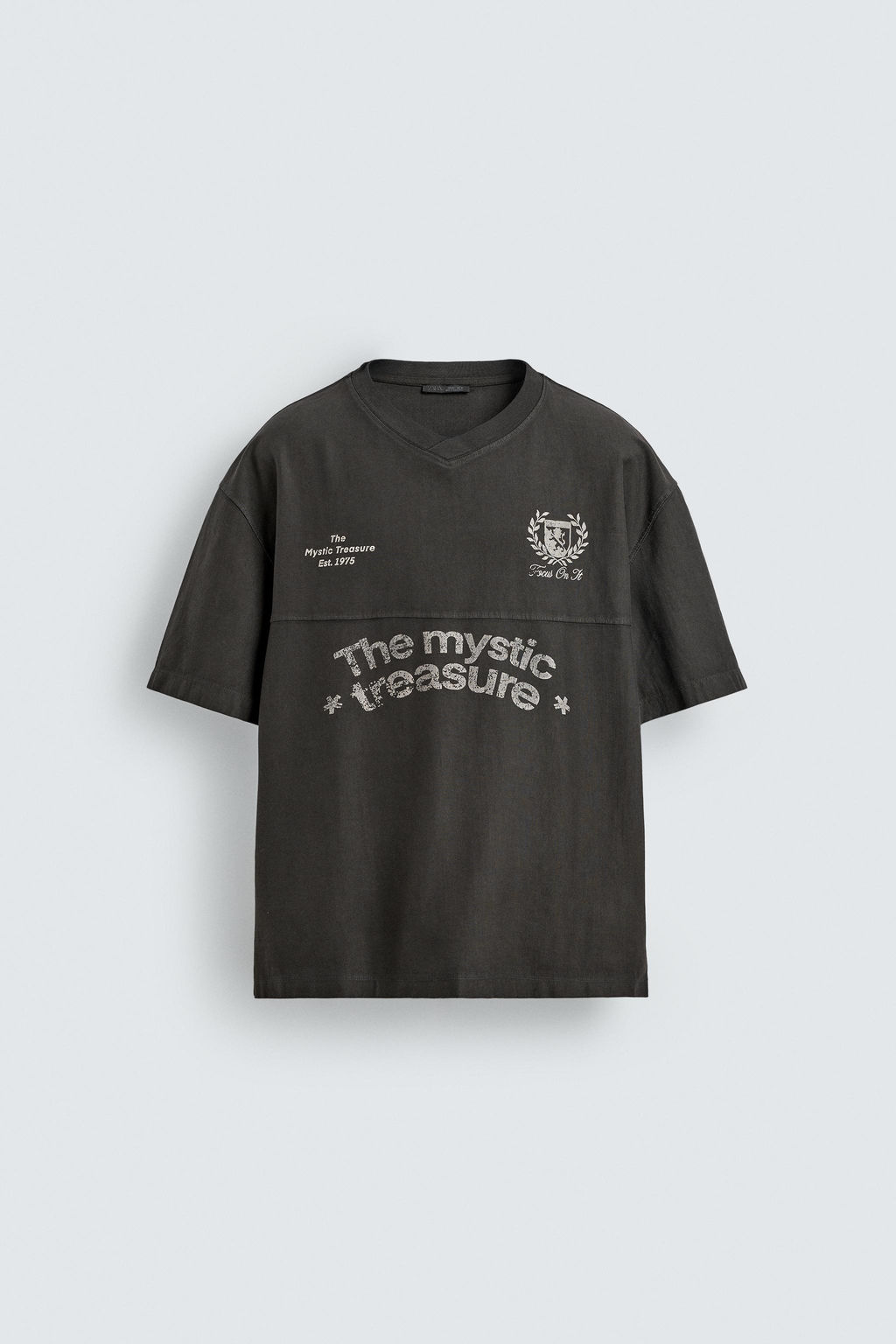 CAMISETA LAVADA ESTAMPADOS / Gris antracita - Zara фото 7