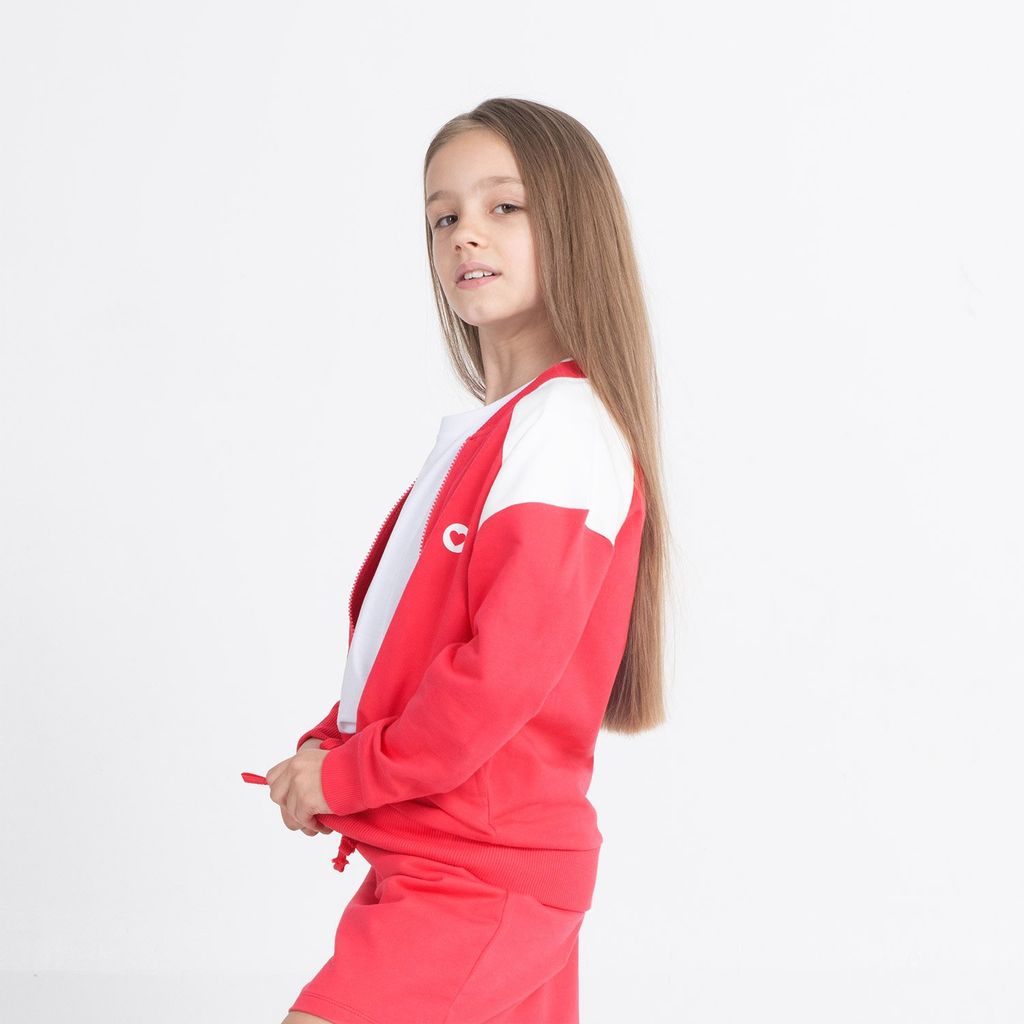 CRB wear/CWJG 62895-25-291 Толстовка для девочки, малиновый-экрю/Ex.Cherubino  фото 4