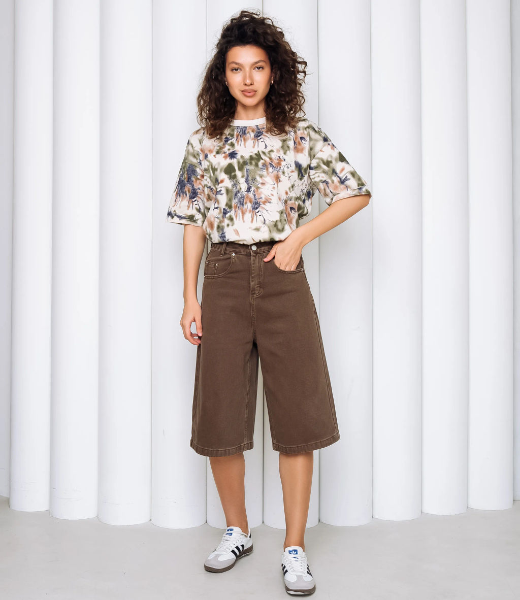 Джинсовые шорты #КТ3256, коричневый