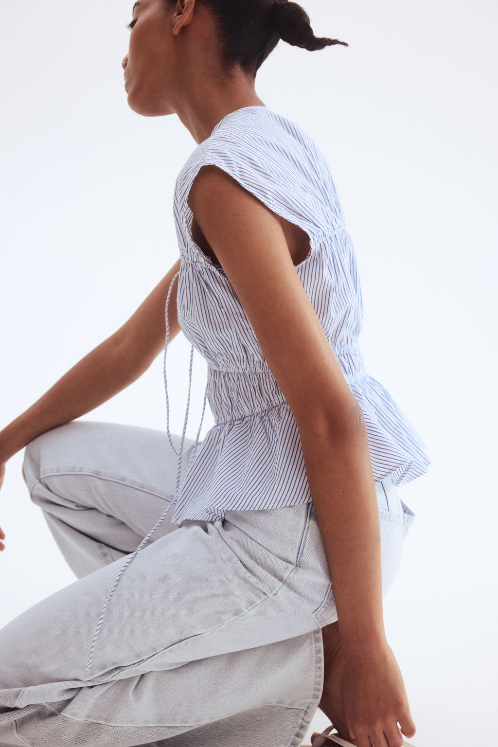 Blusa de popelina con cord?n de ajuste - H&m фото 3