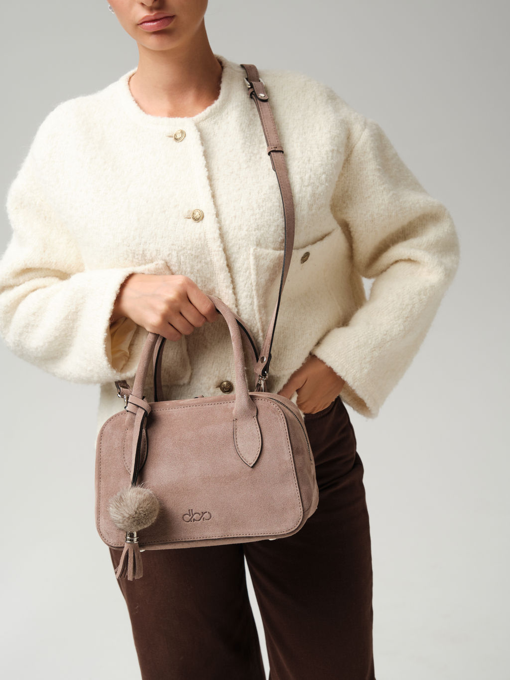 Замшевая сумка Polly DBR 31348 капучино  фото 3