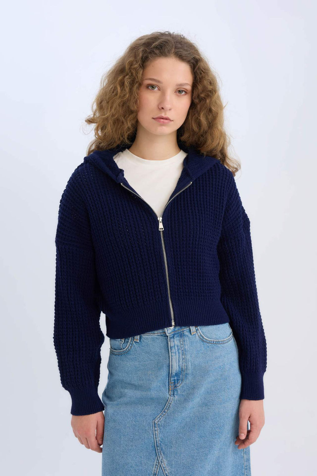 Regular Fit Kapusonlu Fermuarl? Triko H?rka - Defacto фото 8