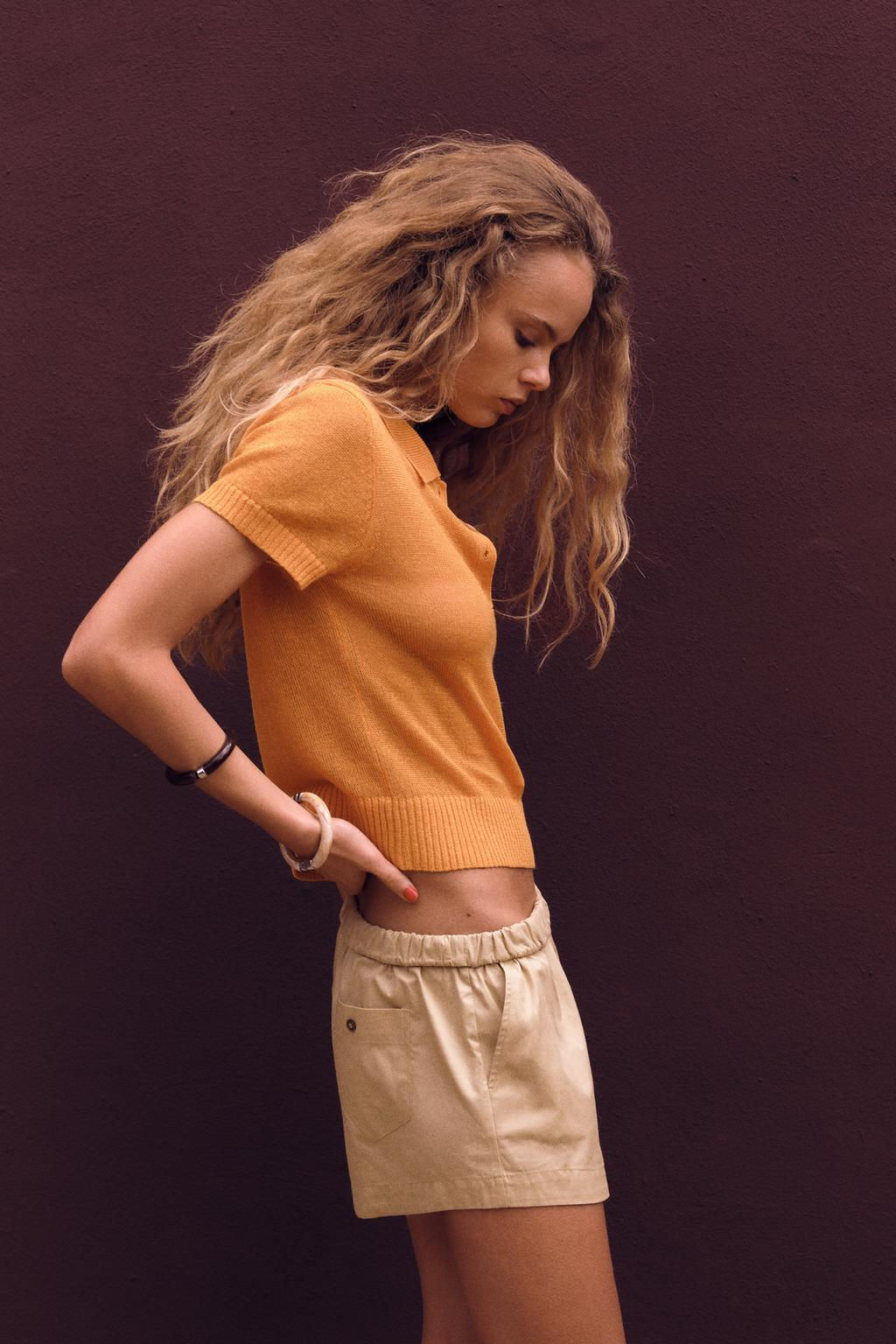 PLAIN KNIT POLO TOP - Zara фото 3