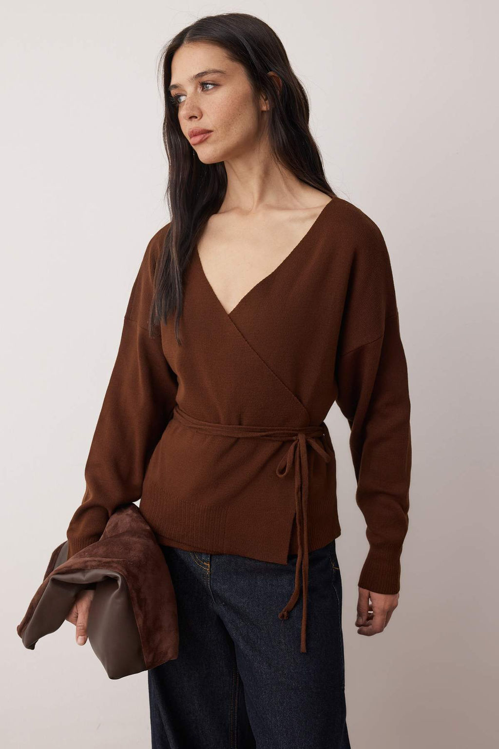 Kahverengi Kruvaze Yaka Triko H?rka TEDAW25HI00025