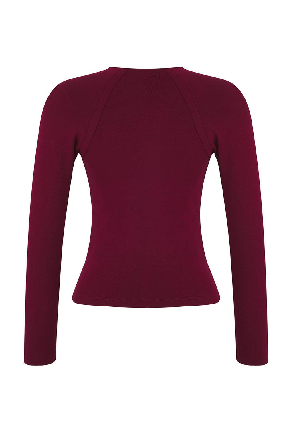 Bordo Dugme Detayl? Dik Yaka Fitted/Vucuda Oturan Orme Bluz TWOAW26BZ00030
