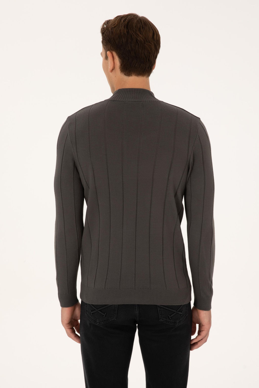 Erkek Slim Fit Yar_m Bal_k__ Yaka Gri Kazak - U.s. polo assn фото 5