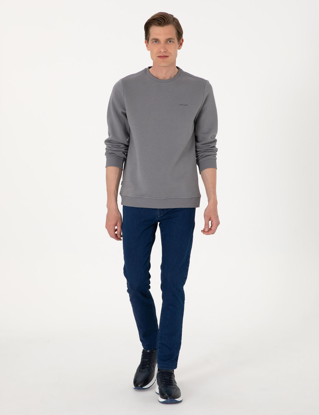 Gri 3 _plik Regular Fit __i Polarl_ Bisiklet Yaka Basic Sweatshirt - Pierre cardin фото 4