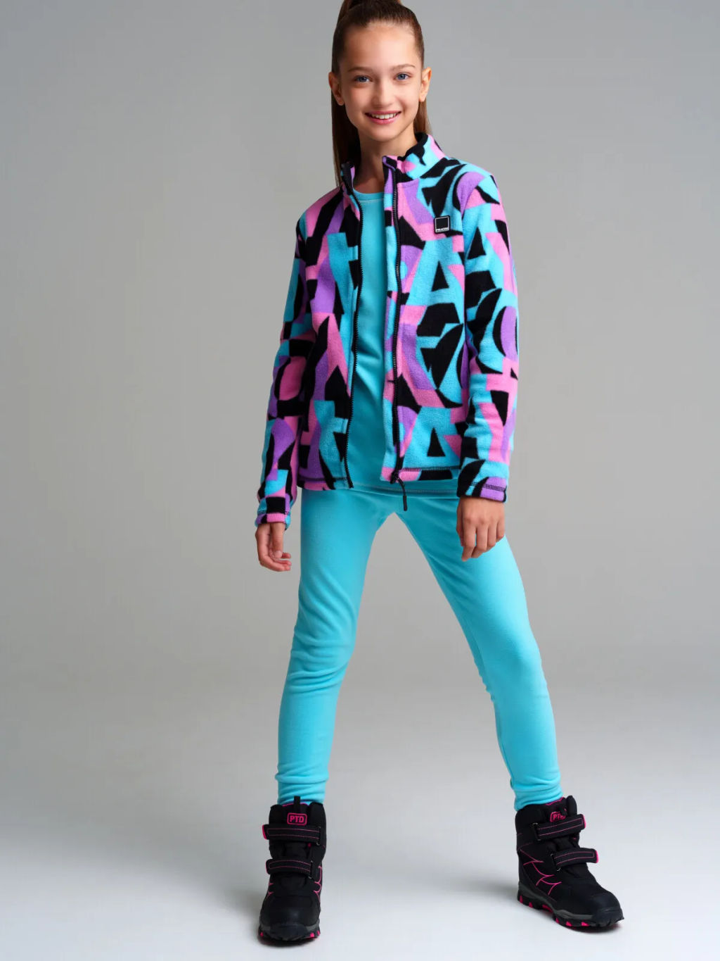 32321139 Термокомплект трикотажный для девочек: брюки, толстовка, для эпизодического использования