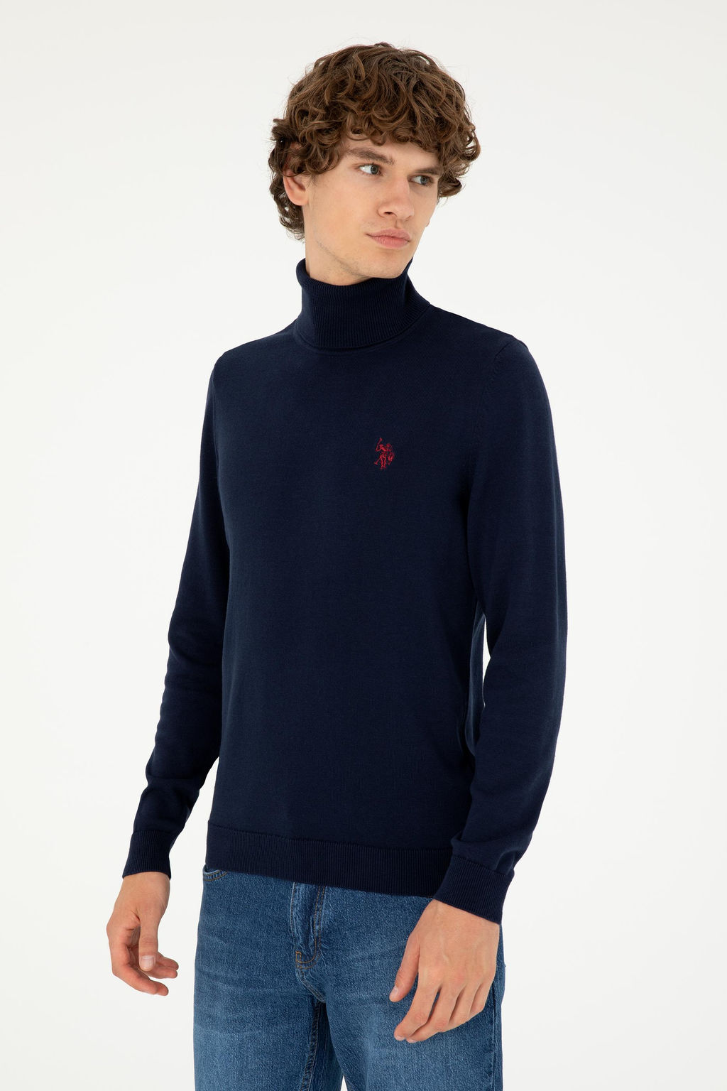 Мужской темно-синий базовый свитер - U.s. polo assn фото 3