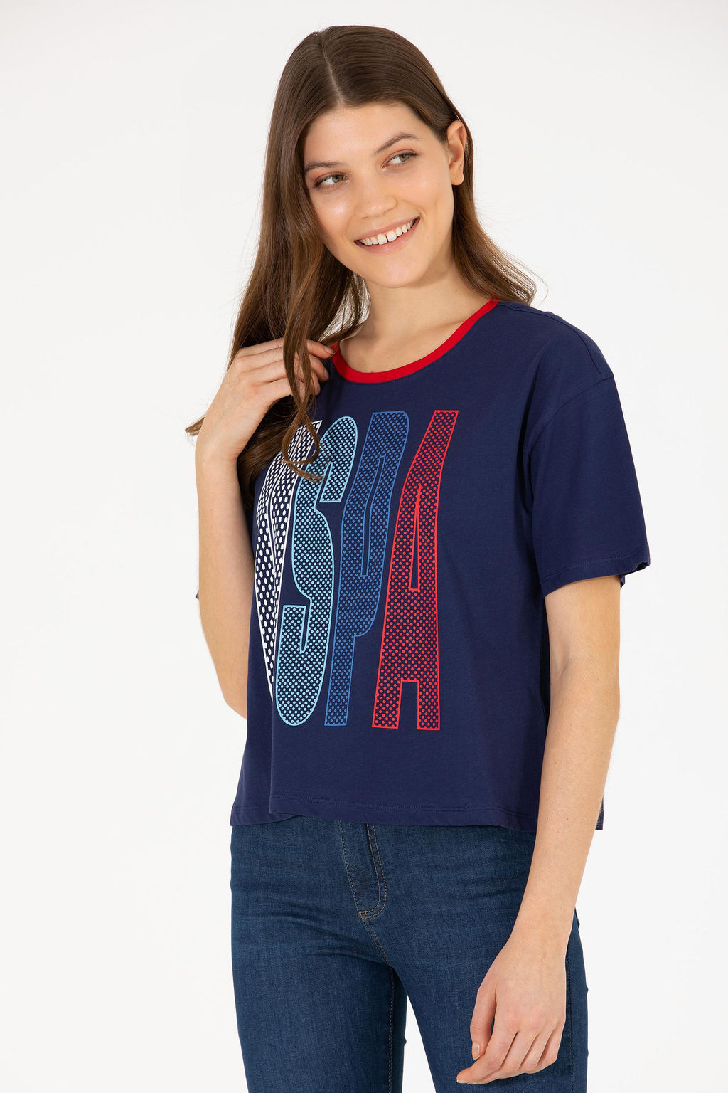 Kad_n Lacivert Bisiklet Yaka Ti__rt - U.s. polo assn фото 2