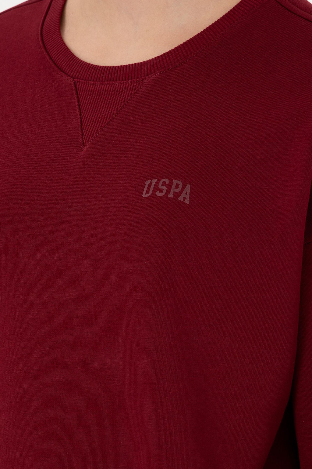 Женский бордово-красный базовый свитшот с круглым вырезом - U.s. polo assn фото 7