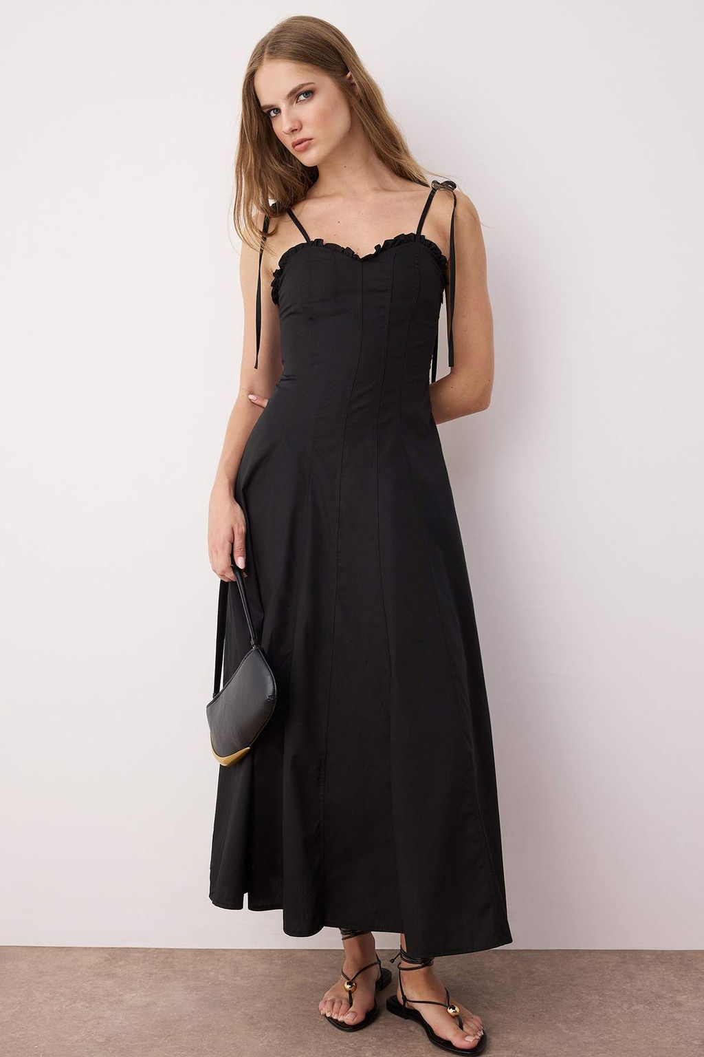 Koyu Bordo Belden Ac?lan Dokuma Maxi Elbise TWOSS25EL00870 - Trendyolmilla фото 11