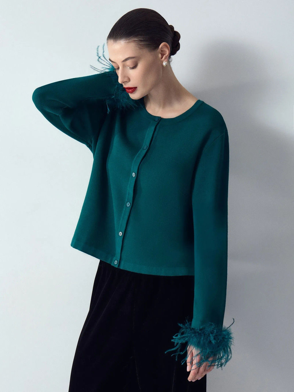 Кардиган с перьями - Emka фото 4