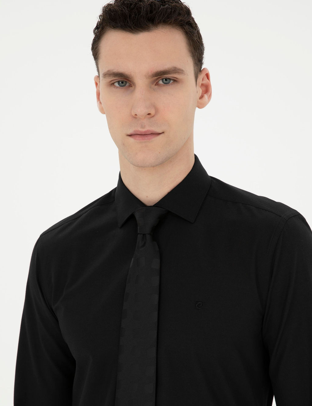 Рубашка Pierre Cardin Slim Fit черная длинный рукав