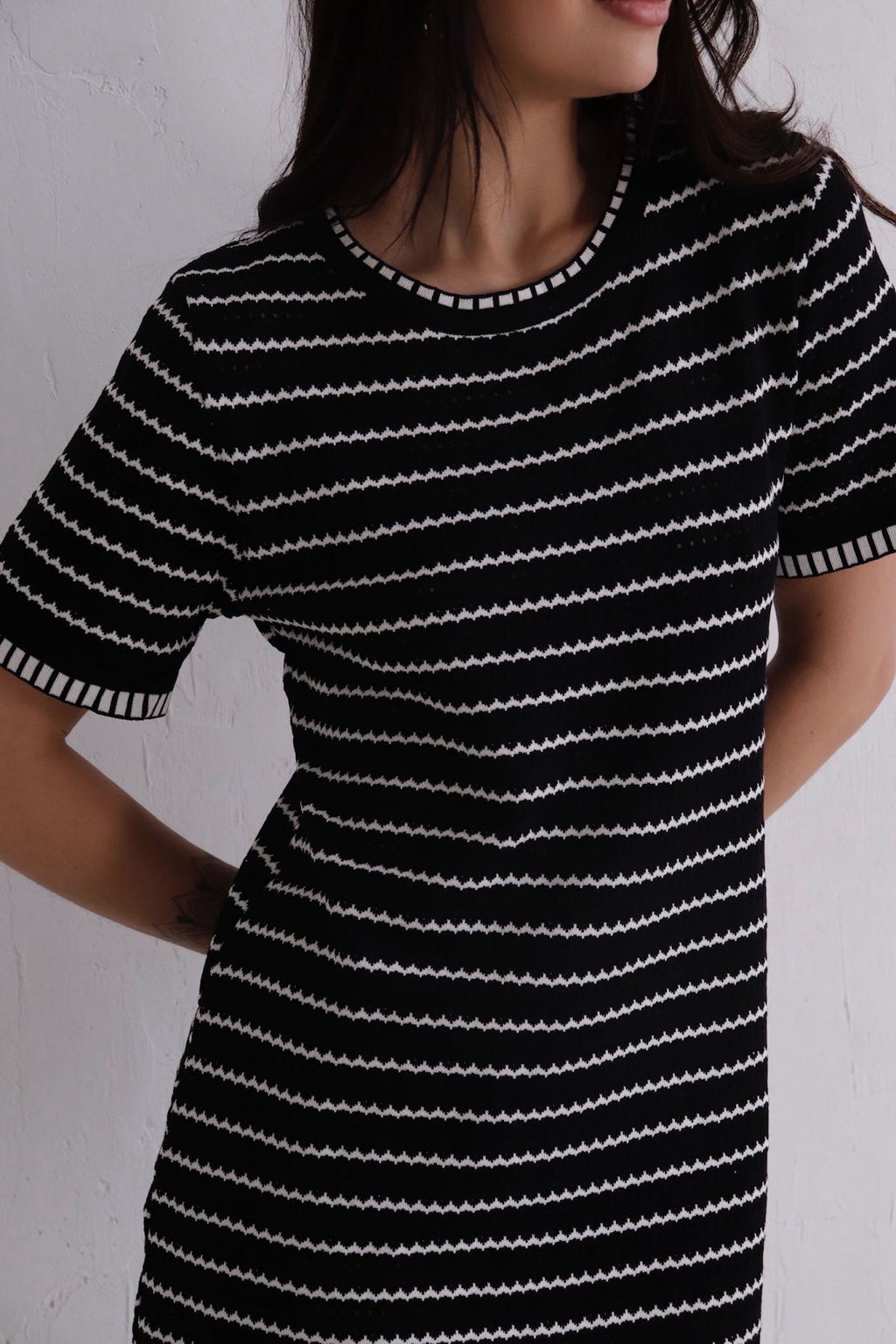 Платье вязаное чёрное в полоску - Martichelli фото 4