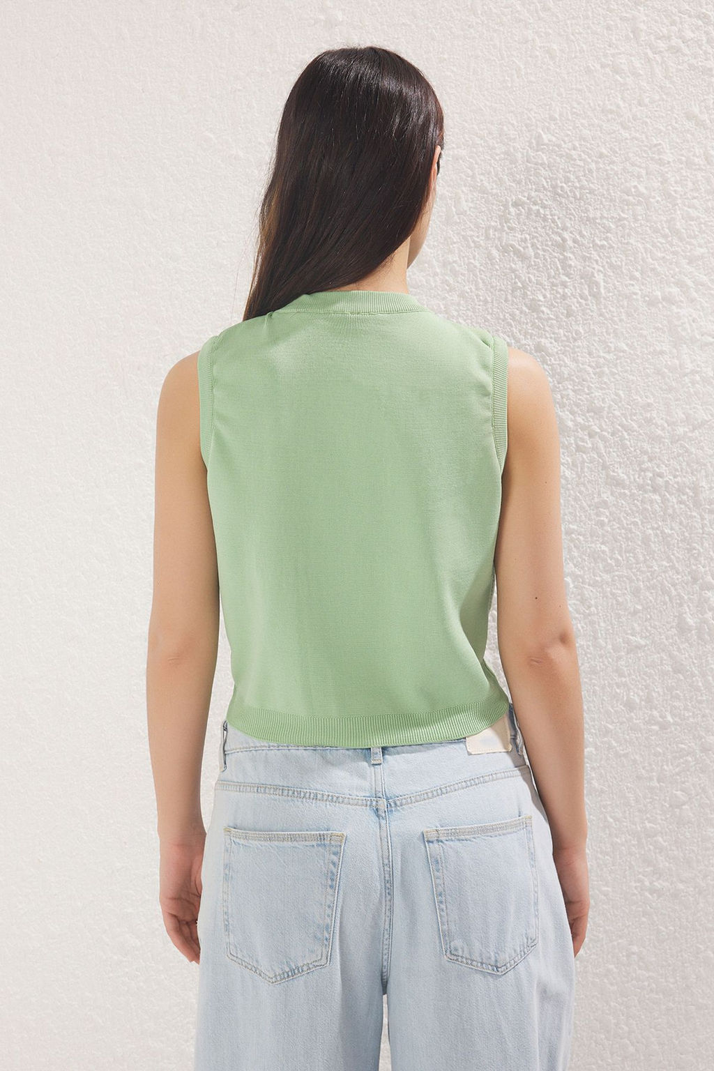 Mint Payetli Bisiklet Yaka Triko Bluz TWOSS25BZ00293 - Trendyolmilla фото 4