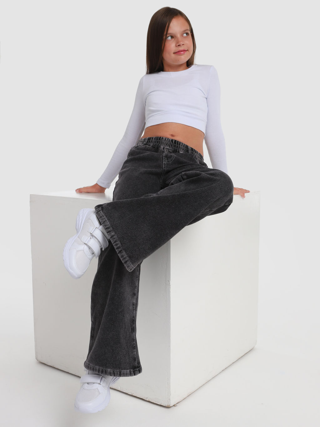 Джинсы-палаццо утеплённые для девочек - СИНЯЯ МОДА фото 9