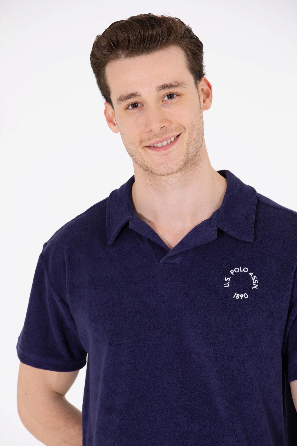 U. S. Polo Assn / Мужская темно-синяя комфортная футболка с воротником-поло - U.s. polo assn фото 3