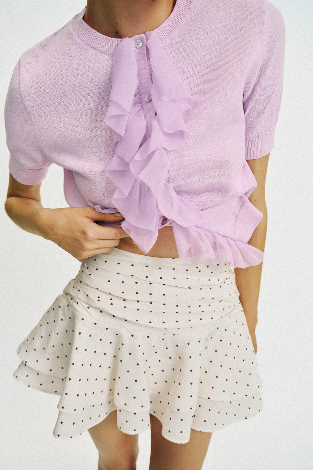 FALDA PANTAL?N VOLANTES LUNARES / Crudo medio - Zara фото 4