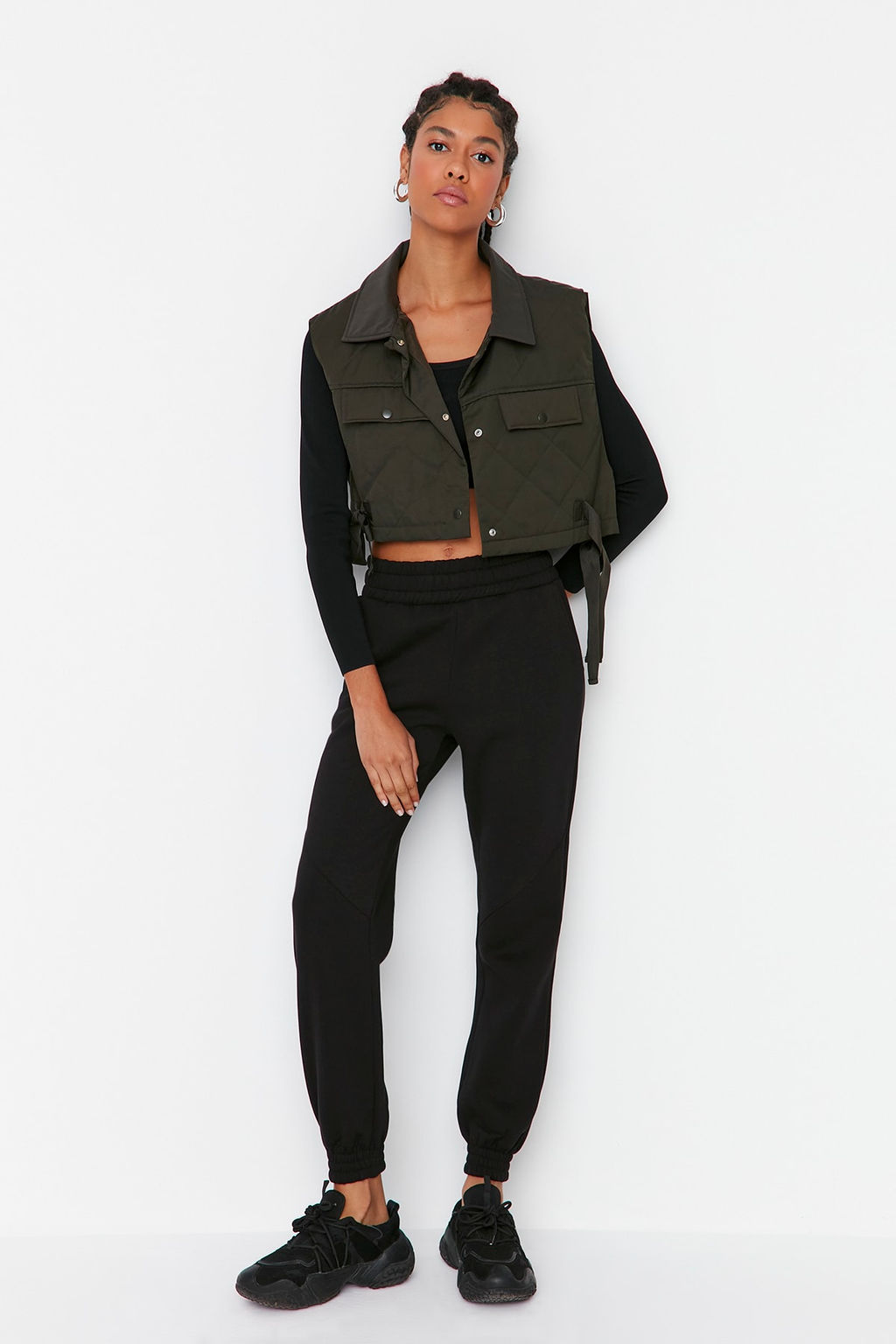 Siyah Basic Jogger Kal?n Ici Polarl? Orme Esofman Alt? Pantolon TWOAW21EA0010