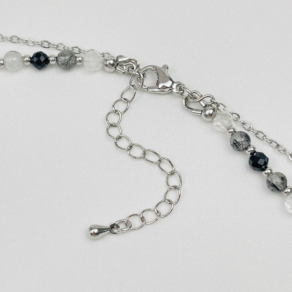 Колье двойное из Кварца с Турмалином и Шпинели 37/42 см +